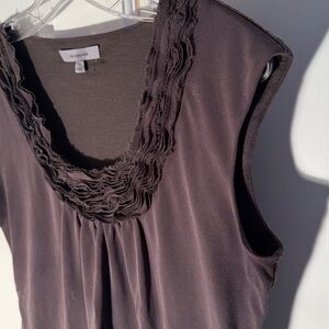 Classiques Entier (Nordstrom) Espresso Brown Cap Sleeve Blouse, size L